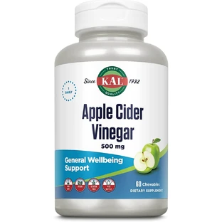 Яблучний оцет, Apple Cider Vinegar, KAL, смак зеленого яблука, 500 мг, 60 жувальних таблеток