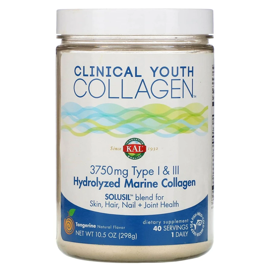 Морський колаген, смак мандарину, Marine Collagen, KAL, тип 1 та 3, порошок, 3750 мг, 298 г: ціни та характеристики