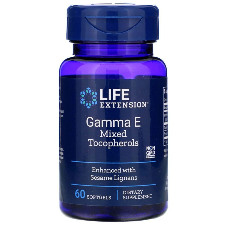 Вітамін Е: гамма E змішані токофероли (Gamma E Tocopherols), Life Extension, 60 капсул: ціни та характеристики