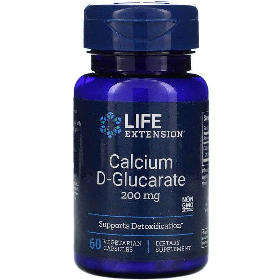 Кальцій D-глюкарат, Calcium D-Glucarate, Life Extension, 200 мг, 60 капсул: ціни та характеристики