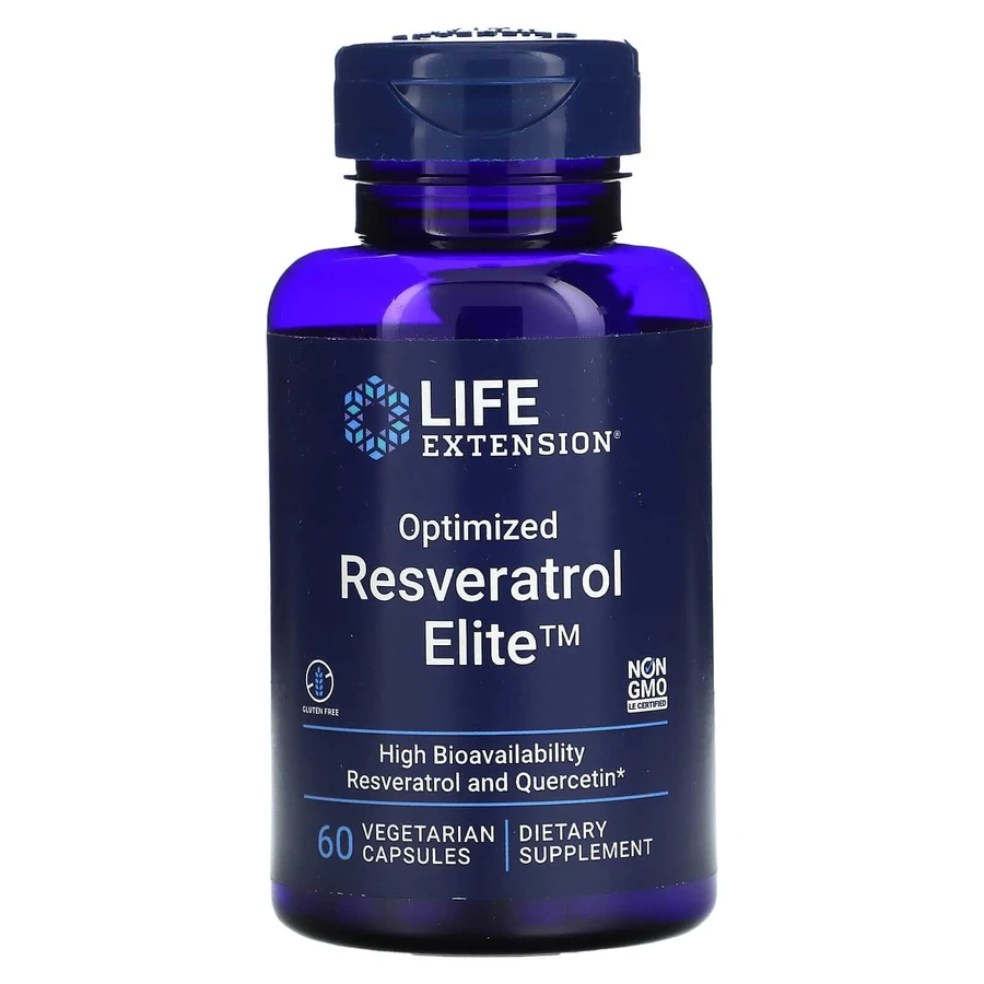 Ресвератрол, Optimized Resveratrol Elite, Life Extension, 60 вегетаріанських капсул: ціни та характеристики