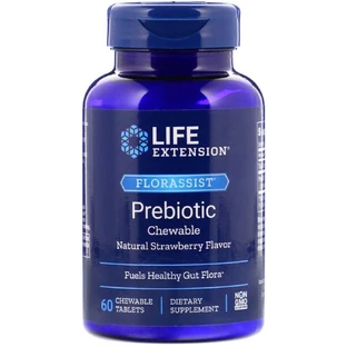 Пребіотик, смак полуниці, Florassist, Prebiotic Chewable, Life Extension, 60 жувальних таблеток