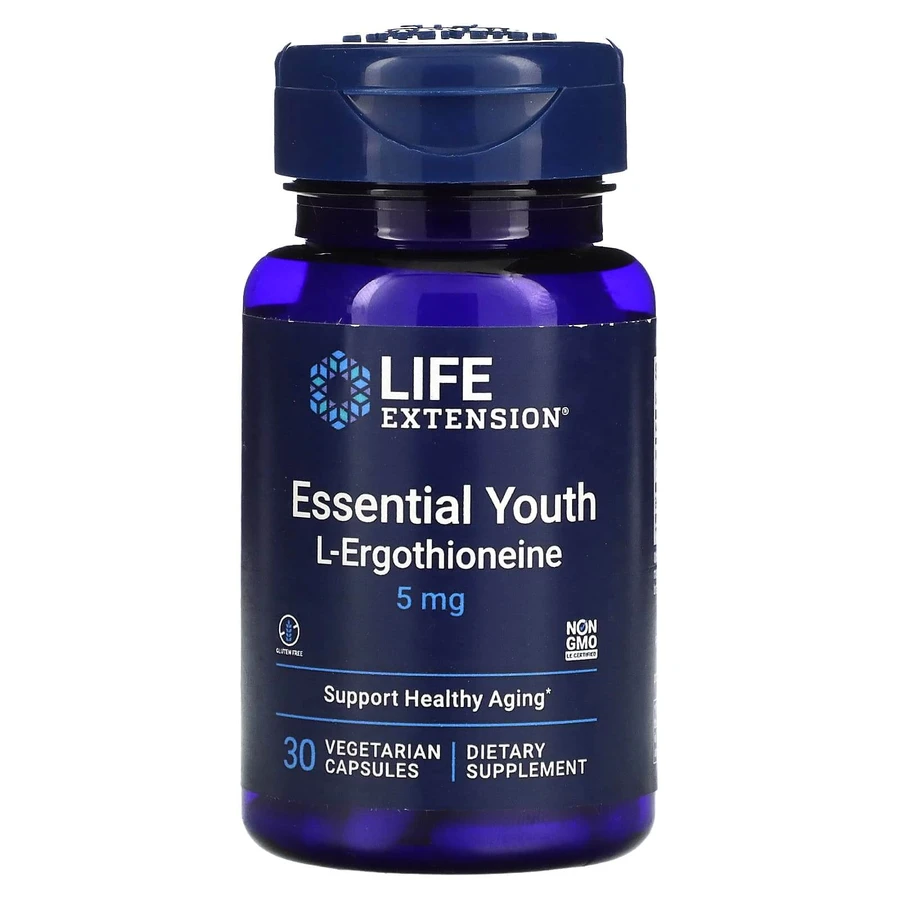 L-ерготіонеїн, Essential Youth L-Ergothioneine, Life Extension, підтримка молодості, 5 мг, 30 вегетаріанських капсул: ціни та характеристики