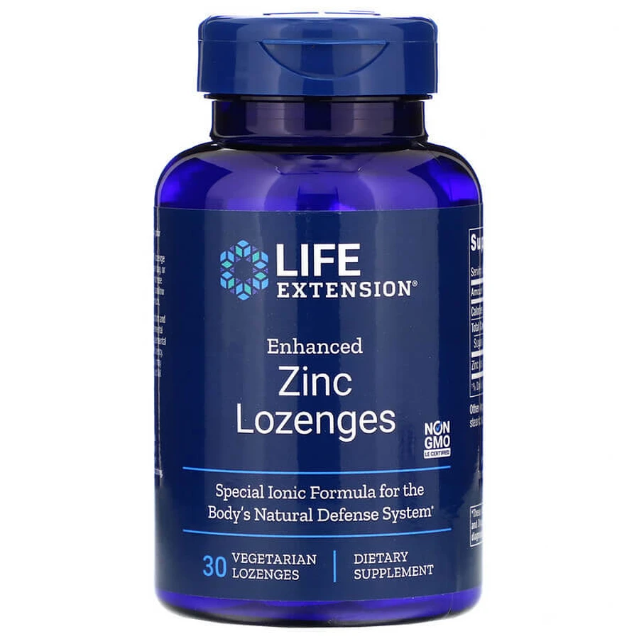 Цинк льодяники, Enhanced Zinc Lozenges, Life Extension, 30 льодяників: ціни та характеристики