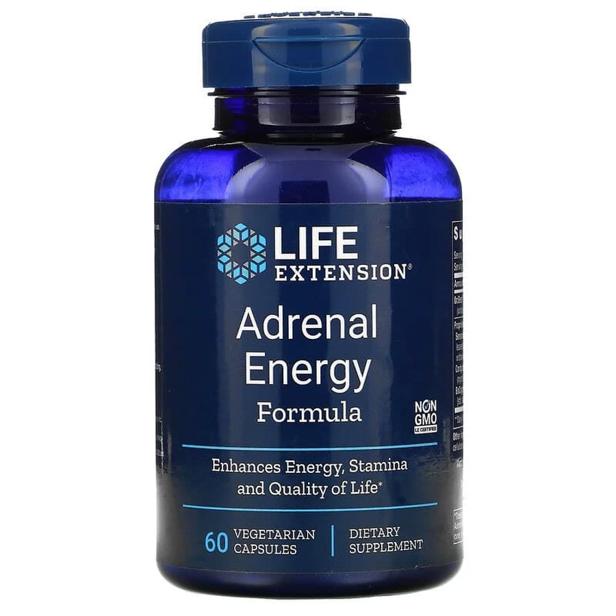 Надпочечники, энергетическая формула, Adrenal Energy, Life Extension, 60 капсул: цены и характеристики
