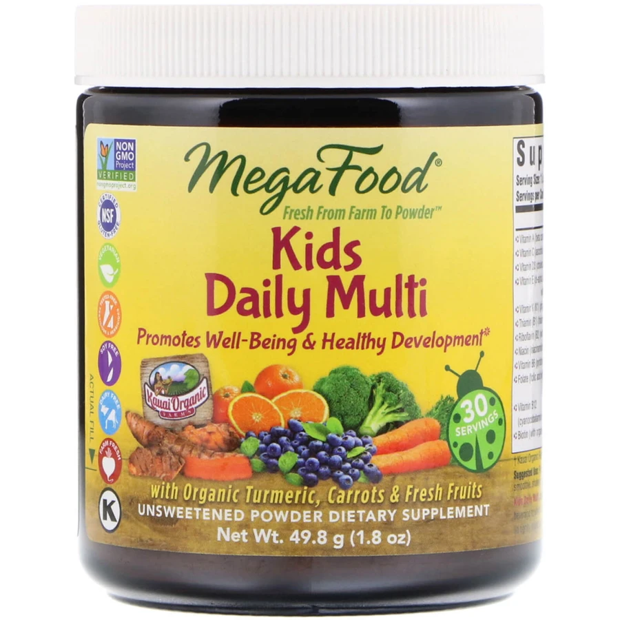 Мультивітаміни для дітей (Kids Daily Multi), MegaFood, несолодкий, 49.8 г: ціни та характеристики