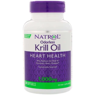 Масло криля, Odorless Krill Oil, Natrol, 1000 мг, 30 капсул