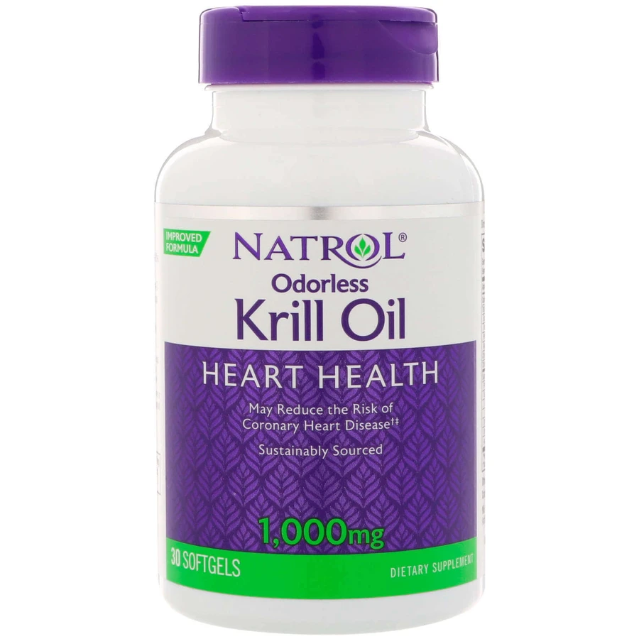 Масло криля, Odorless Krill Oil, Natrol, 1000 мг, 30 капсул: цены и характеристики