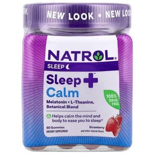 Підтримка сну, Sleep + Calm, Natrol, смак полуниці, 60 жувальних цукерок