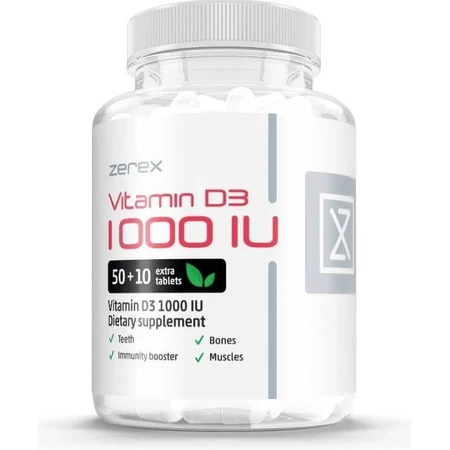 Zerex Вітамін D 1000 МО 1×60 таблеток, харчова добавка: ціни та характеристики