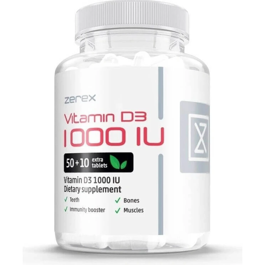 Zerex Вітамін D 1000 МО 1×60 таблеток, харчова добавка: ціни та характеристики