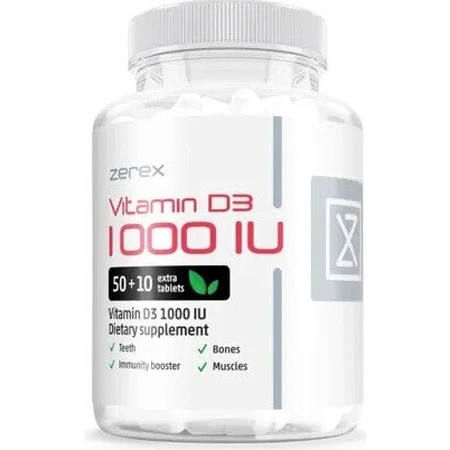 Zerex Вітамін D 1000 МО 1×60 таблеток, харчова добавка: ціни та характеристики