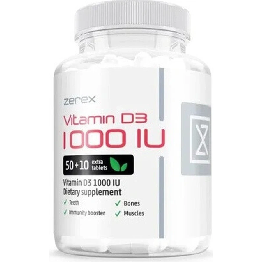 Zerex Вітамін D 1000 МО 1×60 таблеток, харчова добавка: ціни та характеристики