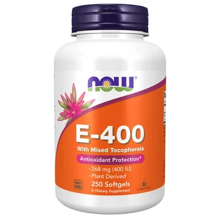 Now Foods E-400, вітамін Е зі змішаними токоферолами, 250 капсул Е