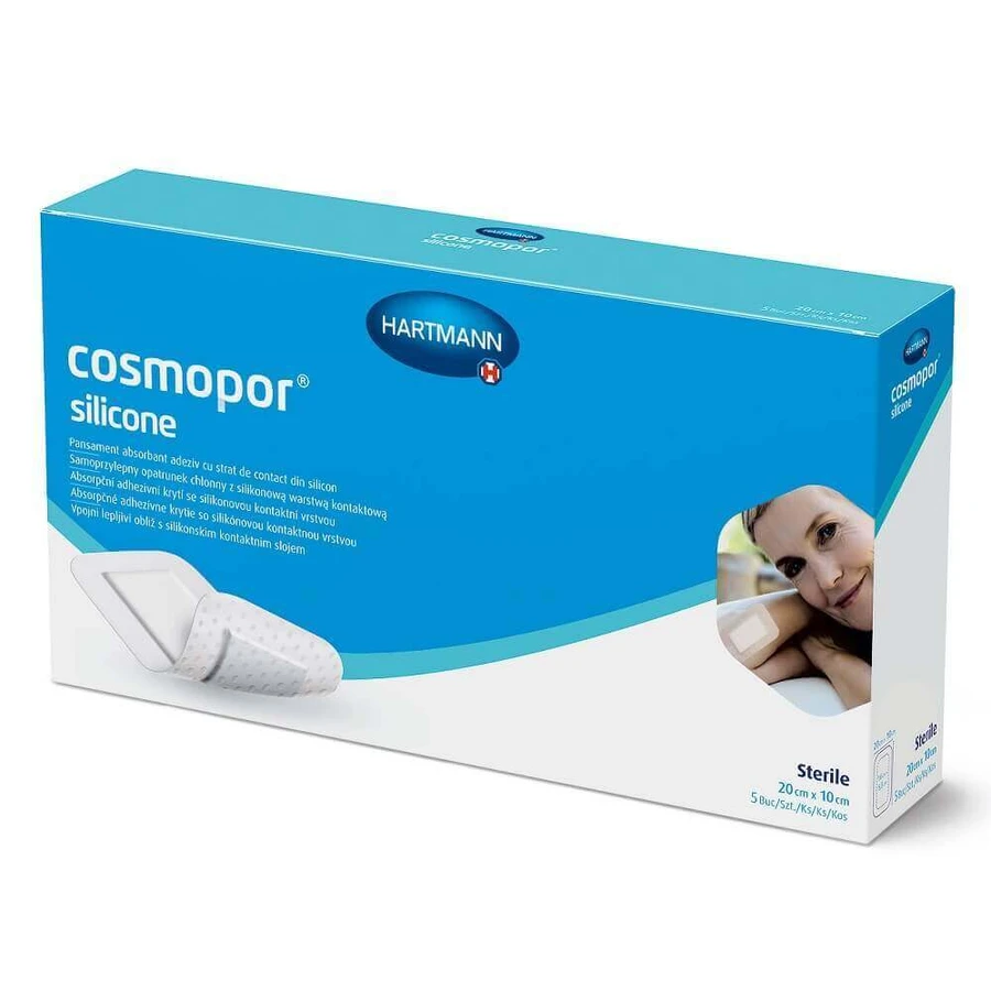 Cosmopor Силиконовые самоклеящиеся пластыри, 20 x 10 см, 5 штук, Hartmann: цены и характеристики