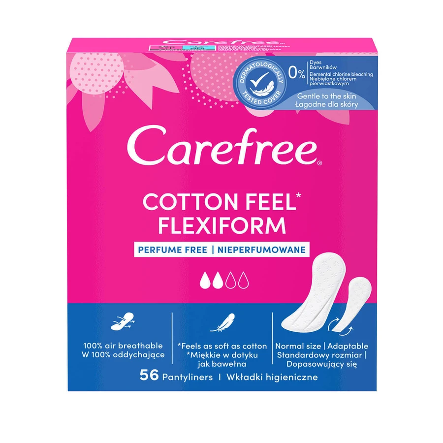 Безтурботні гігієнічні прокладки Cotton Feel Flexiform, неароматизовані, 56 шт.: ціни та характеристики