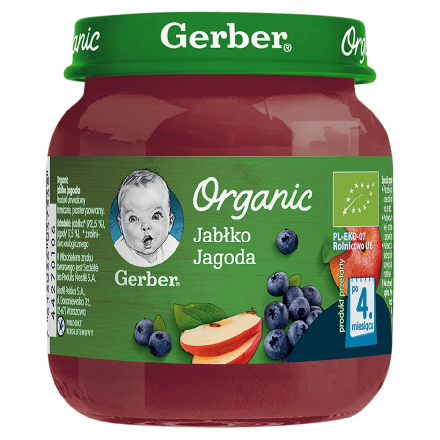 Gerber Organic десерт, яблоко, черника, после 4 месяцев, 125 г: цены и характеристики