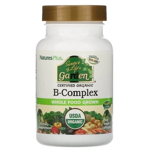 Комплекс витаминов гупы B, B-Complex, Natures Plus, Source of Life Garden, органик, 60 капсул