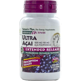 Асаї ультра, Ultra Acai, Natures Plus, Herbal Actives, вивільненню, 1200 мг, 30 двошарових таблеток