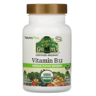 Витамин В-12, Vitamin B12, Natures Plus, Source of Life Garden, органик, 60 капсул