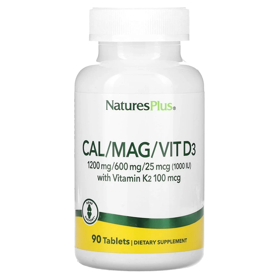 Кальцій, магній, вітамін D3 з вітаміном K2, Cal/Mag/Vit D3 with Vitamin K2, NaturesPlus, 90 таблеток: ціни та характеристики