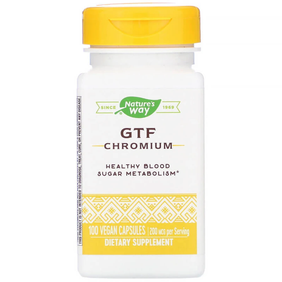 Хром, полиникотинат, GTF Chromium, Nature's Way, 200 мкг, 100 капсул: цены и характеристики