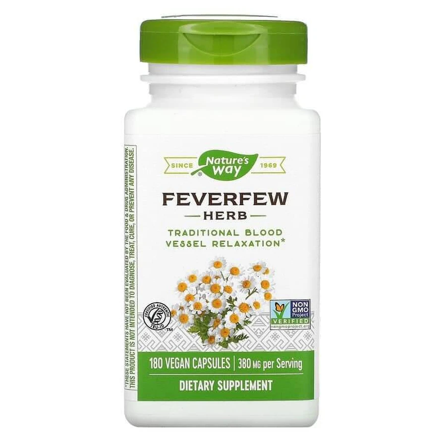 Пиретрум девичий, Feverfews, Nature's Way, трава, 380 мг, 180 капсул: цены и характеристики