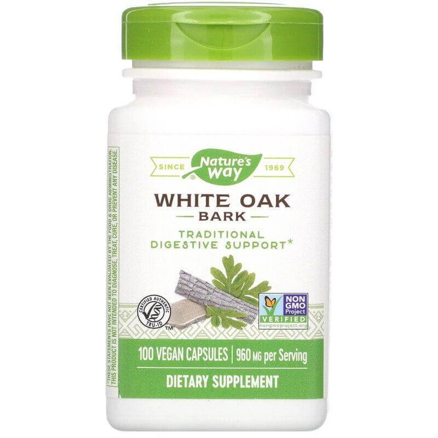 Кора белого дуба, White Oak Bark, Nature's Way, 960 мг, 100 капсул: цены и характеристики