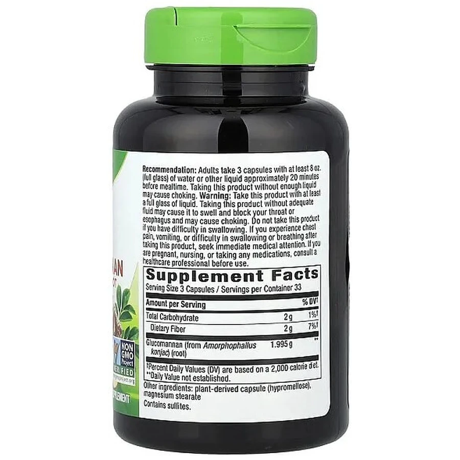 Глюкоманнан коньяк, Glucomannan Konjac, Nature's Way, корень, 1995 мг, 100 капсул: цены и характеристики