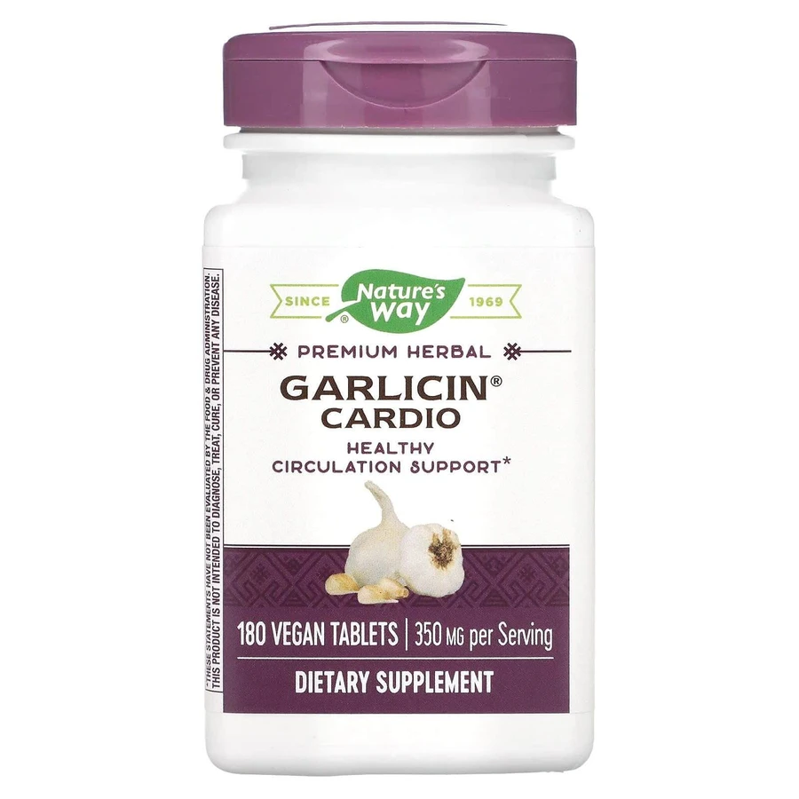 Чеснок для поддержки сердца, Garlicin, Cardio, Nature's Way, без запаха, 180 таблеток: цены и характеристики