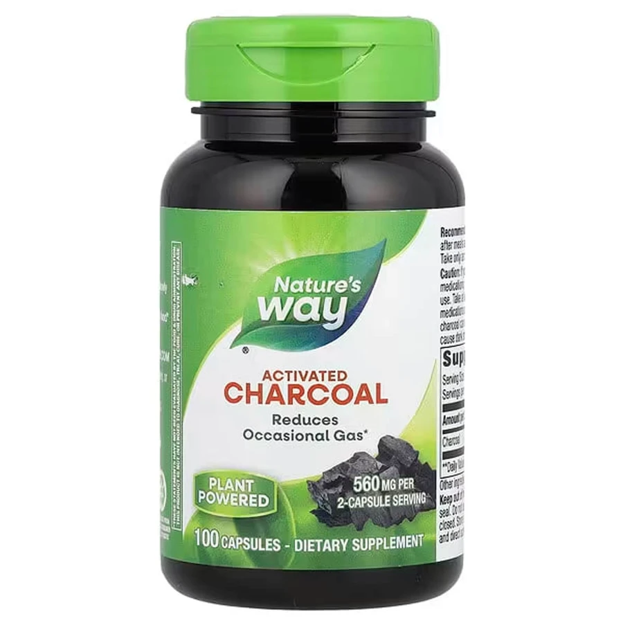 Активированный уголь, Charcoal Activated, Nature's Way, 560 мг, 100 капсул (280 мг в капсуле): цены и характеристики