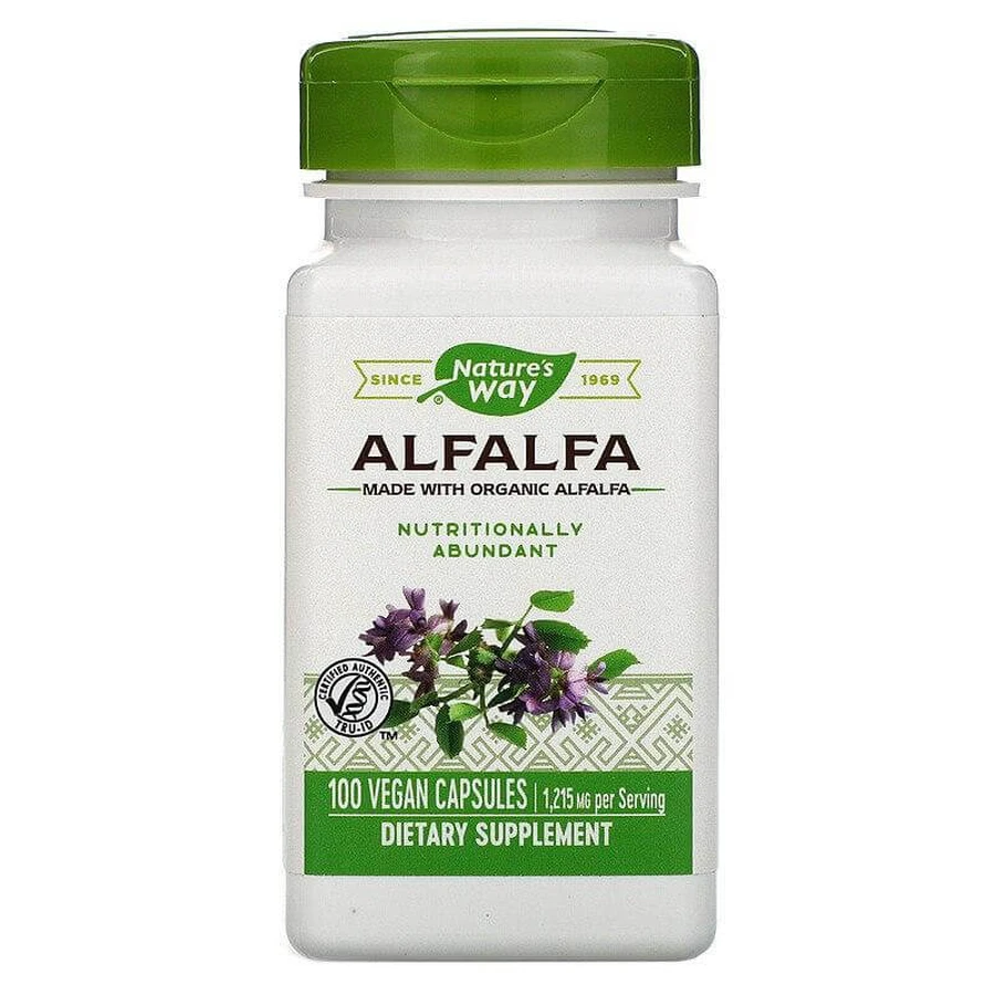 Альфальфа, Alfalfa, Nature's Way, молоді пагони 1215 мг, 100 капсул: ціни та характеристики