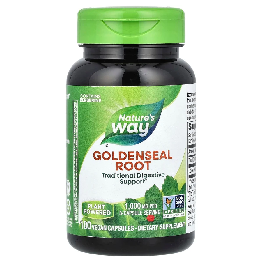 Жовтокорінь канадський (гідрастис), Goldenseal Root, Natures Way, 100 веганських капсул: ціни та характеристики