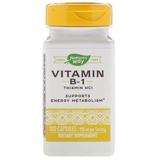 Тиамин, Vitamin B-1, Nature's Way, 100 мг, 100 капсул