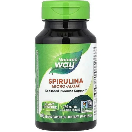 Спіруліна, Spirulina, Nature's Way, мікроводорості, 760 мг, 100 капсул: ціни та характеристики