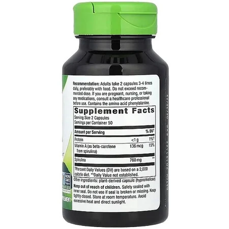Спіруліна, Spirulina, Nature's Way, мікроводорості, 760 мг, 100 капсул: ціни та характеристики