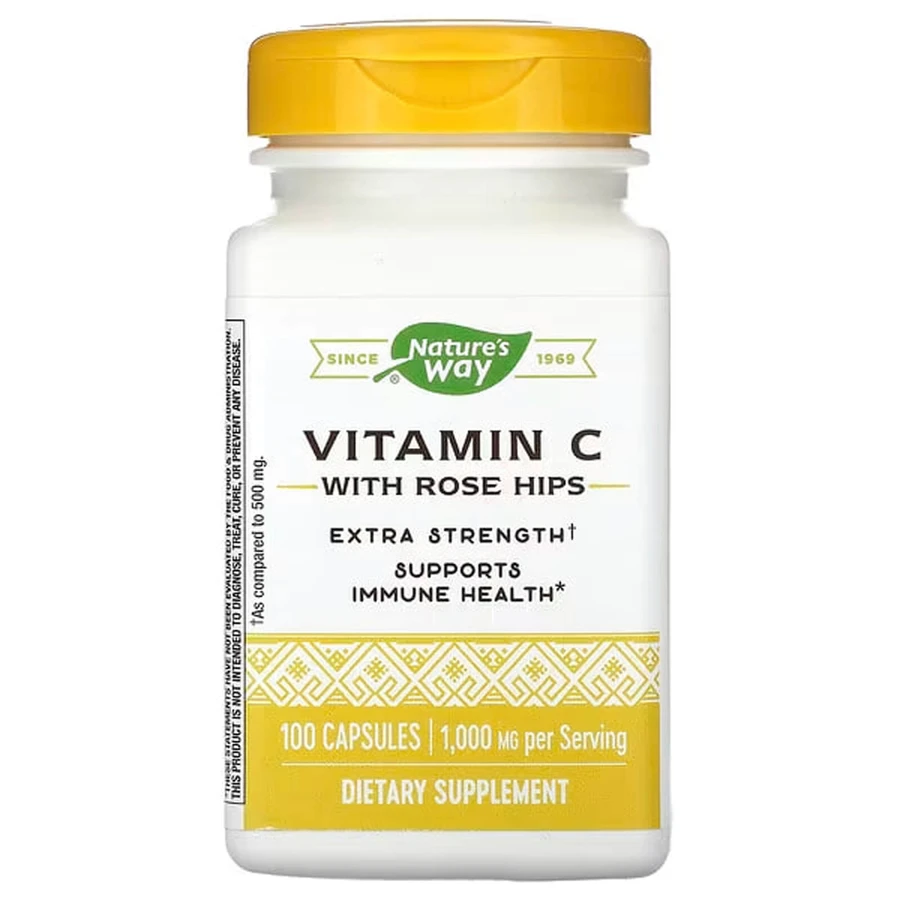 Вітамін С (аскорбінова кислота), Vitamin C, Nature's Way, з шипшиною, 1000 мг, 100 капсул: ціни та характеристики