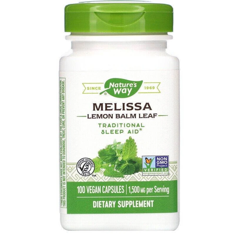 Мелисса, Melissa, Nature's Way, лимонный бальзам, 1500 мг, 100 капсул: цены и характеристики