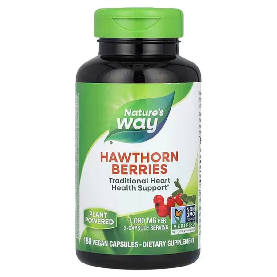 Глід, Hawthorn Berries, Nature's Way, ягоди, 1080 мг, 180 веганських капсул (360 мг у капсулі): ціни та характеристики