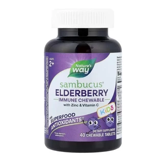 Бузина для детей, Sambucus for Kids, Standardized Elderberry, Nature's Way, 40 жевательных таблеток