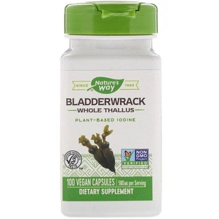 Ламінарія, йод, Bladderwrack, Nature's Way, 580 мг, 100 капсул