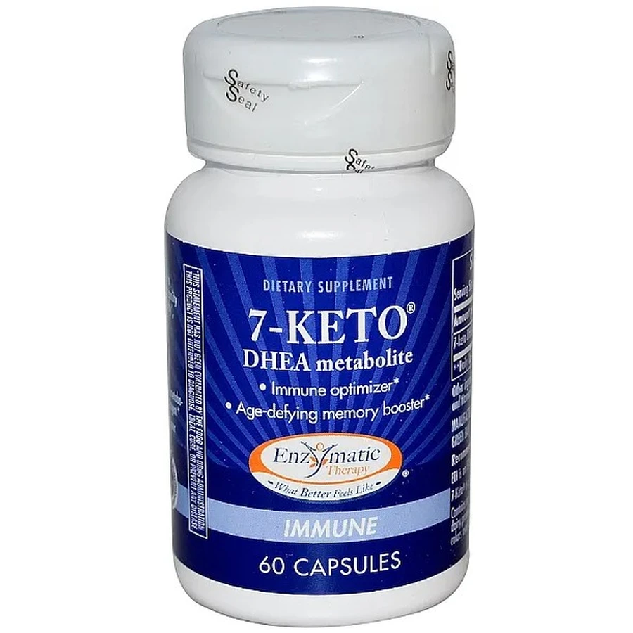 7-Кето ДГЕА метаболіт, 7-KETO, DHEA Metabolite, Enzymatic Therapy 25 мг, 60 веганських капсул: ціни та характеристики