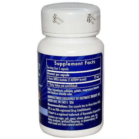 7-Кето ДГЕА метаболіт, 7-KETO, DHEA Metabolite, Enzymatic Therapy 25 мг, 60 веганських капсул: ціни та характеристики