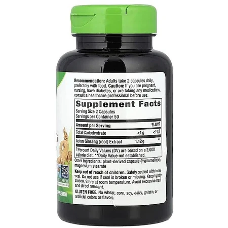 Азиатский женьшень, Asian Ginseng, Nature's Way, корень, 1120 мг, 100 капсул: цены и характеристики