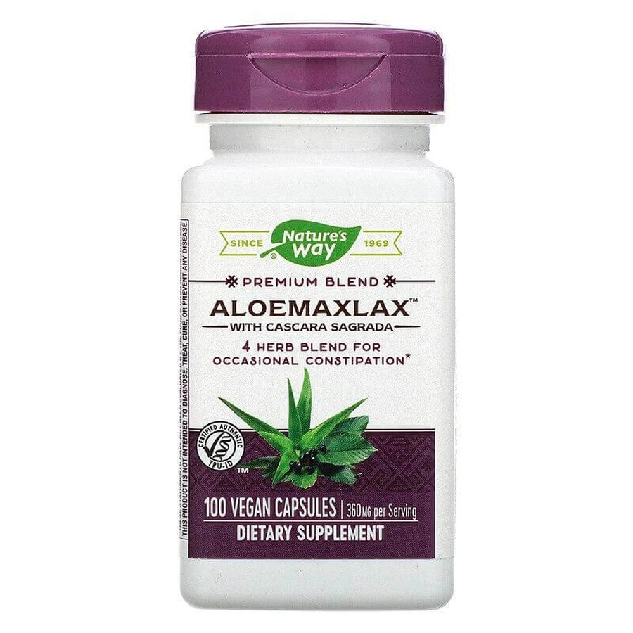Каскара саграда з алое, AloeMaxLax, Nature's Way, 360 мг, 100 капсул: ціни та характеристики
