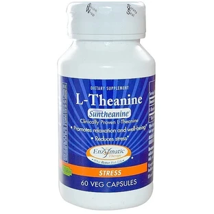 L-Теанін, L-Theanine, Enzymatic Therapy, 200 мг, 60 веганських капсул (100 мг у капсулі)