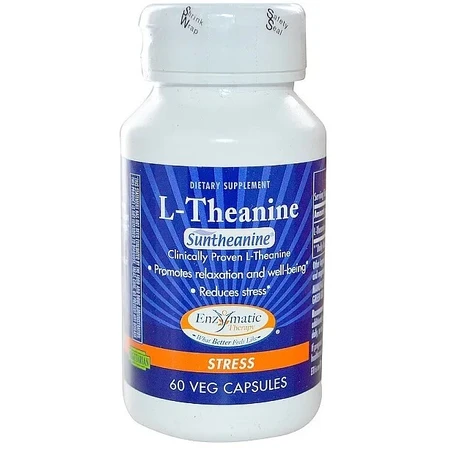 L-Теанін, L-Theanine, Enzymatic Therapy, 200 мг, 60 веганських капсул (100 мг у капсулі): ціни та характеристики