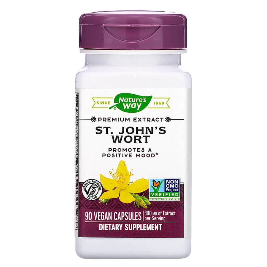 Зверобой, St. John's Wort, Nature's Way, стандартизированный, 300 мг, 90 капсул: цены и характеристики