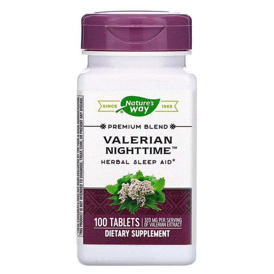 Валериана, Valerian Nighttime, Nature's Way, без привкуса, для сна, 100 таблеток: цены и характеристики