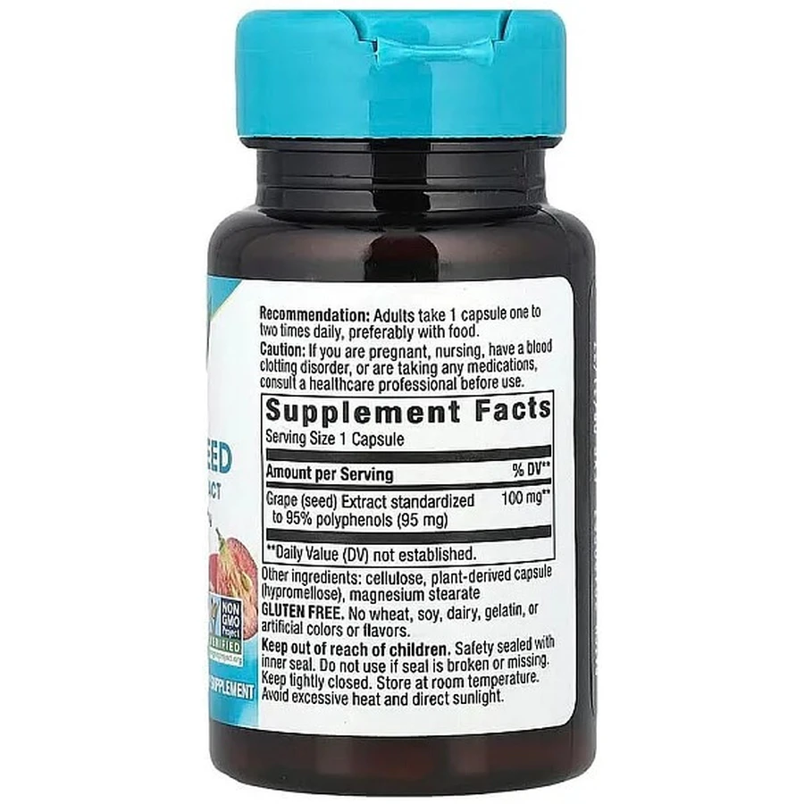 Экстракт виноградных косточек (Grape Seed), Nature's Way, с витамином С, 100 мг, 30 капсул: цены и характеристики